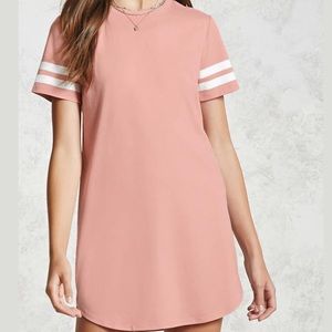 BNWT dusty pink varsity striped T-Shirt dress